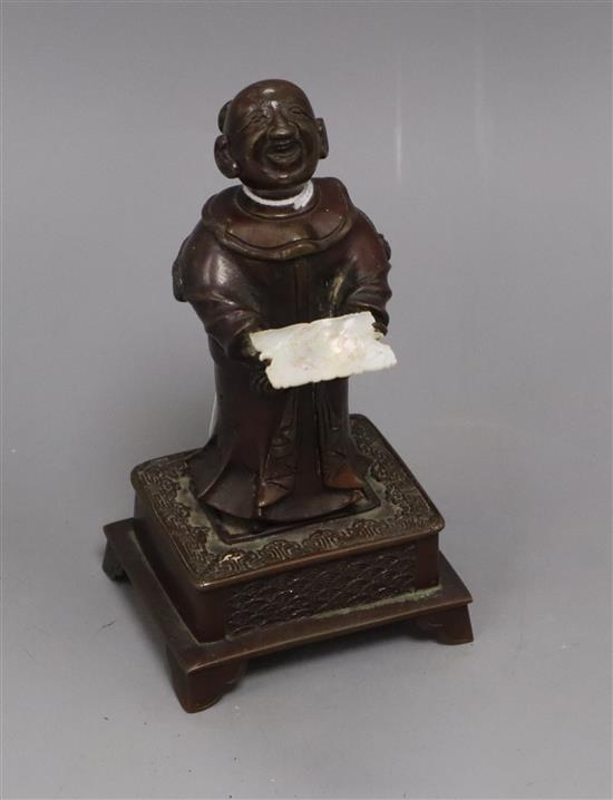 A Chinese bronze figure height 17cm